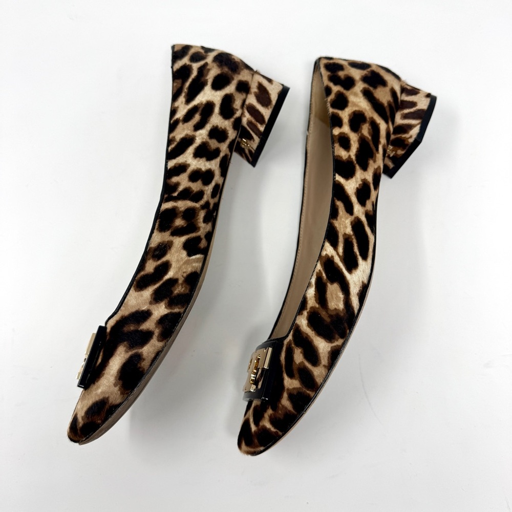 Tory Burch Gigi Calf Leopard Hair Block Heel Pumps - Picture 5 of 14